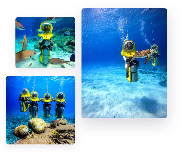 View of underwater scooter tour